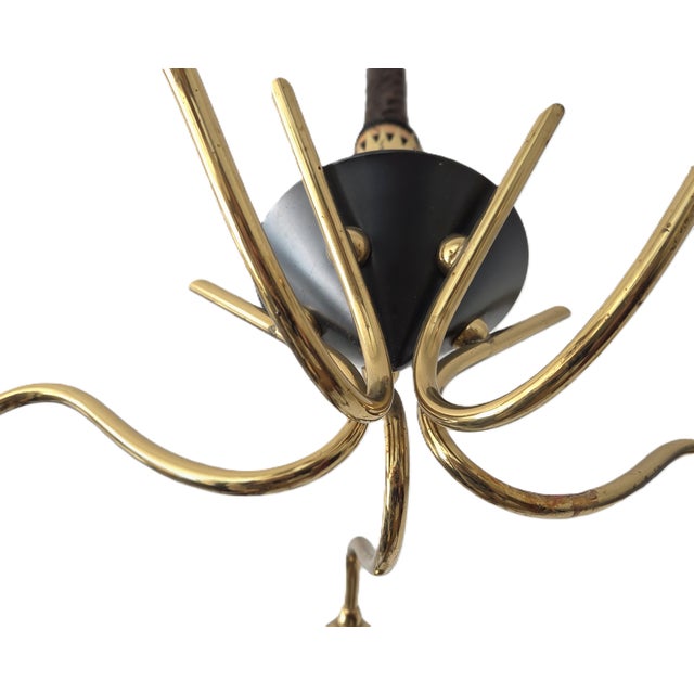 Mid-Century Modern 5-Arm Tulip Chandelier, 50s 60s Sputnik Design Brass Accents For Sale - Image 9 of 12