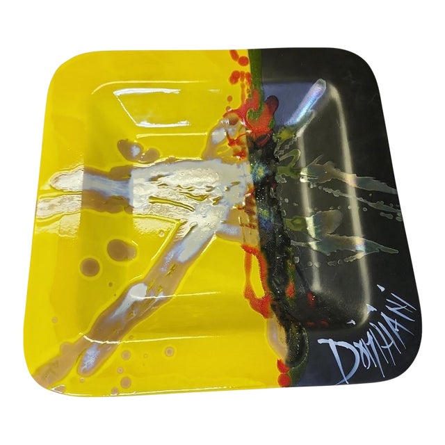 Vintage Roberto Domiziani Italian Studio Pottery Square Bowl For Sale