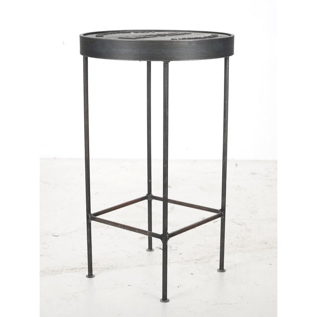 Wichita Water Dept. Water Meter Cover Stool Side Table For Sale - Image 11 of 11