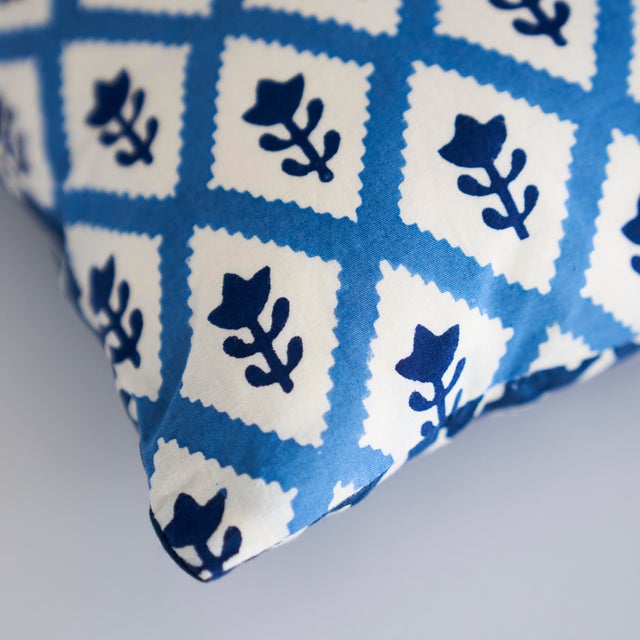 Schumacher Schumacher X Molly Mahon Bagru & Buti 20" Lumbar Pillow in Blue For Sale - Image 4 of 5