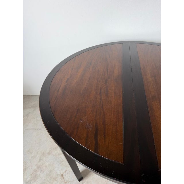 Black Vintage Asian-Style Black Lacquer Wood Round-to-Oval Extension Dining Table For Sale - Image 8 of 18
