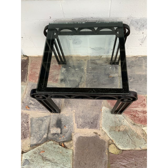 1920s Deco Style Cast Iron Glass Top Table For Sale - Image 9 of 10