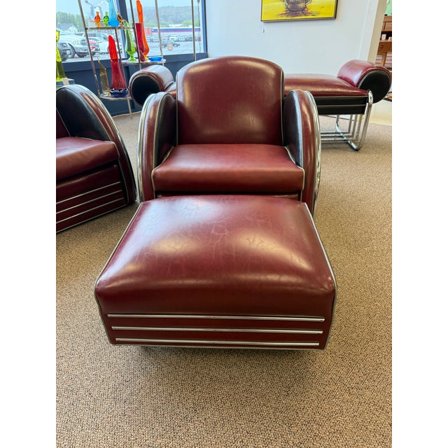Art Deco 1980’s Donald Deskey Inspired Stream Line Modern Six Piece Seating Group For Sale - Image 3 of 12