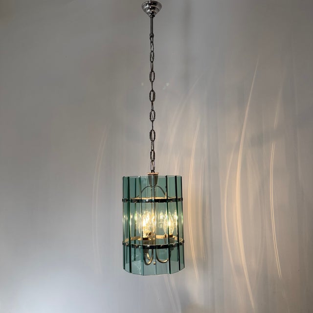 Blue Mid-Century Glass Pendant Lamp by Veca, 1970s, Italy For Sale - Image 8 of 18