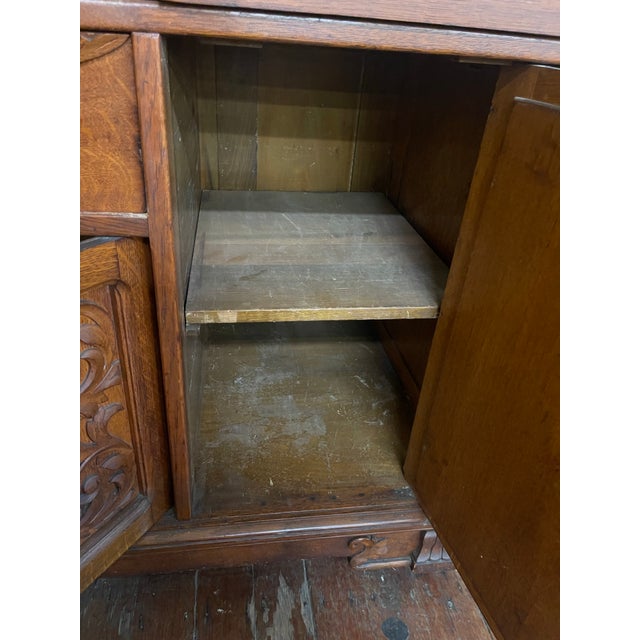 Antique Carved Oak Sideboard With Ornate Detailing For Sale - Image 12 of 12