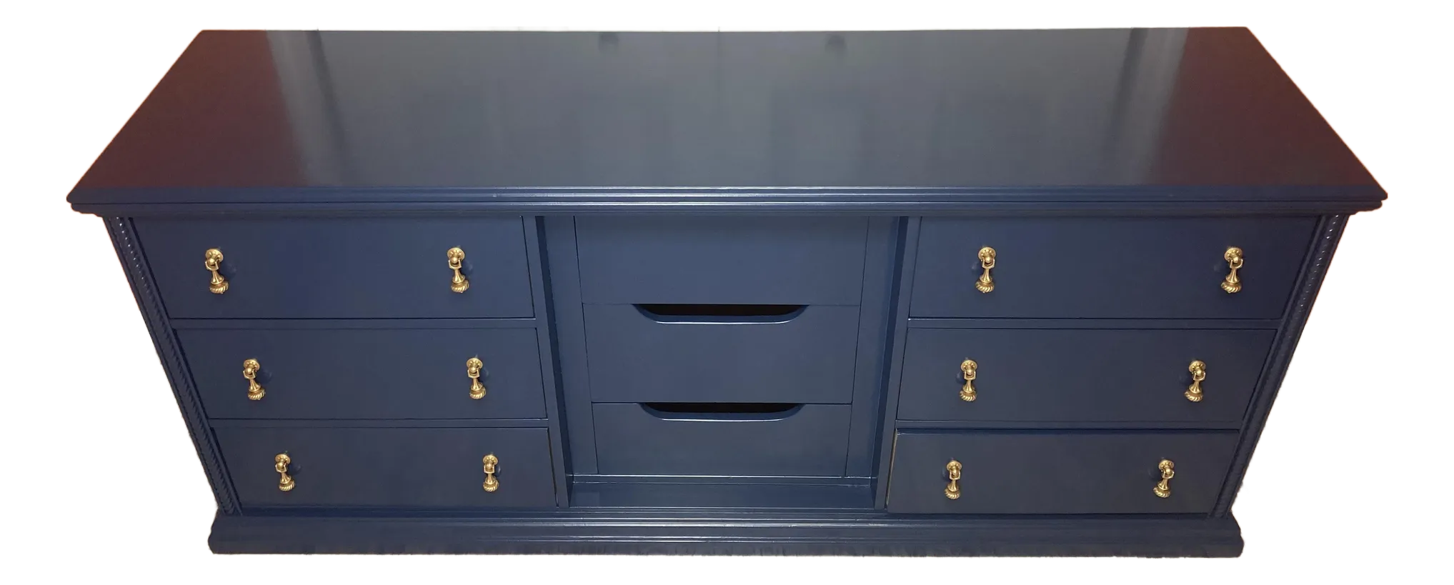 dark navy blue dresser SOLD** Vintage Dark Blue Sideboard Cabinet, Buffet With Drawers, Ant –  Dwell Dekor main image 1