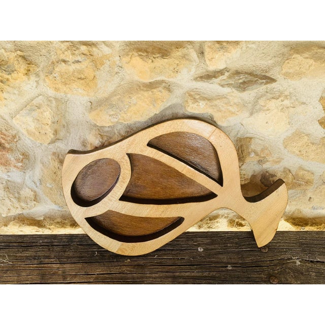 Mid-century, vintage, scandinavian-style, decorative wood fish sculpture, by a. Hiben, from 1977. this very cool, hand-...
