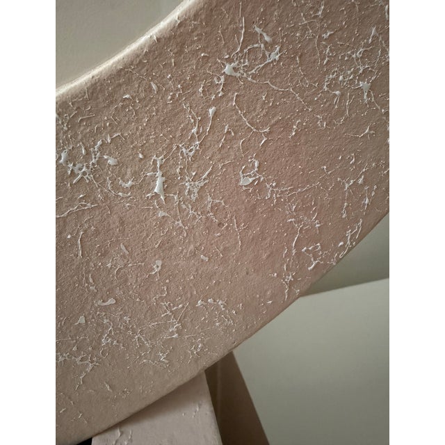 Wood Vintage 1980s Postmodern Monumental Sculptural Floor Clock on Pedestal – Blush Faux Stone Finish, 64”h For Sale - Image 7 of 9