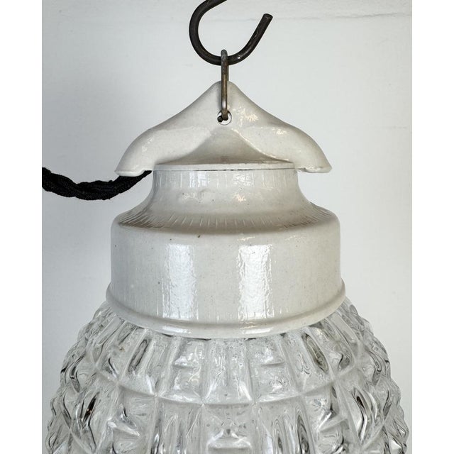 Industrial Vintage White Porcelain Pendant Light, 1970s For Sale - Image 3 of 16
