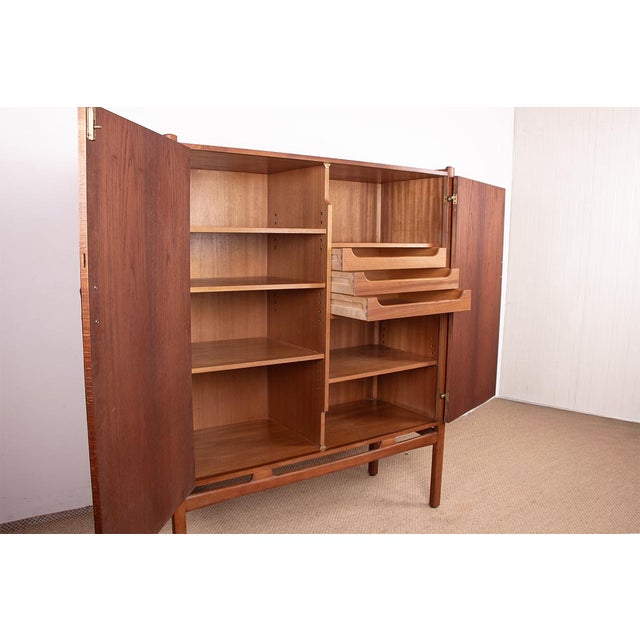 Swedish Napoli Highboard in Teak, Beech and Brass by David Rosén for Nordiska Kompaniet, 1960s For Sale - Image 16 of 18