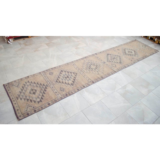 Hand-Made Turkish Runner Rug . Soft Colors Low PileTribal Herki - 2′9″ × 13′3″ For Sale - Image 16 of 16