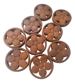 Japanese Wooden Plum Blossom Ornaments, 1920s, Set of 9