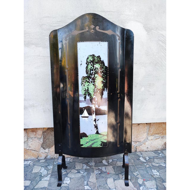 Art Nouveau fireplace screen, dimensions: height 106.5 cm, width 54 cm, depth 19.5 cm.