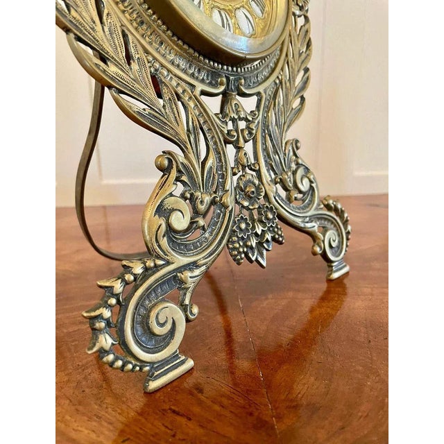 Goldenrod 19th Century Ornate Brass Desk Clock For Sale - Image 8 of 12
