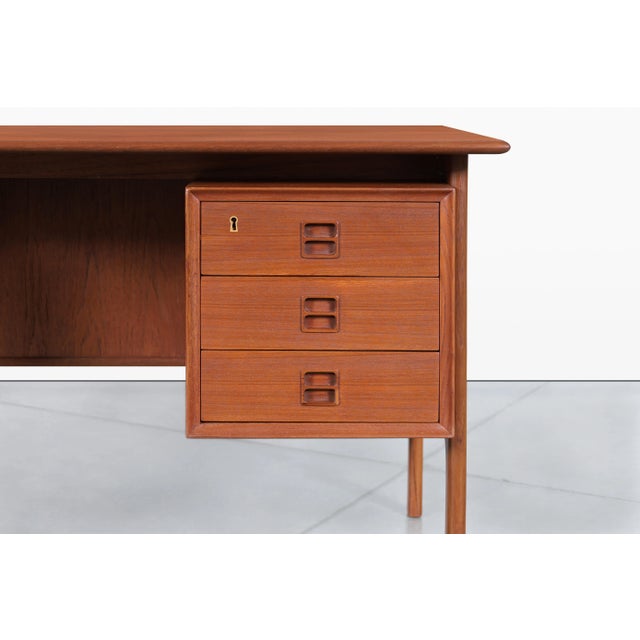Wood 1960s Danish Modern Teak Desk With Bookcase by Erik Brouer for Brouer Mobelfabrik For Sale - Image 7 of 12