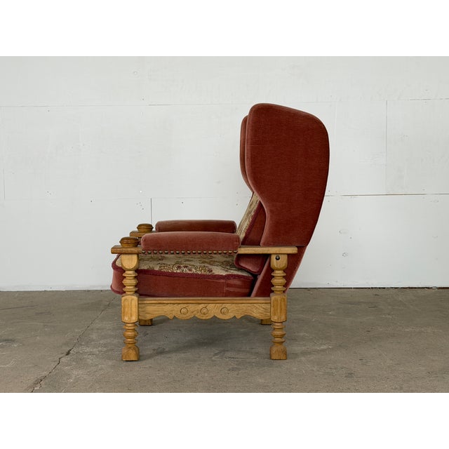 Mid-Century Modern Danish Wingback Lounge Chair in Oak by Henning Kjærnulf, 1960s For Sale - Image 3 of 12