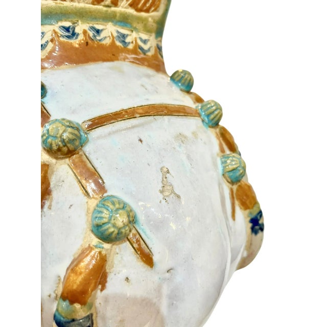 Chinoiserie Vintage Hollywood Regency Style Glazed Terracotta Elephant Garden Seat For Sale - Image 3 of 18