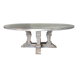 Monumental Round Dining Table, Distressed Neoclassical Style For Sale