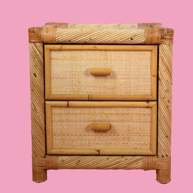 Bielecky Brothers Twisted Rattan and Cane Nightstand Attributed to Bielecky Brothers For Sale - Image 4 of 5