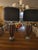 matching pair of vintage mid-century modern Hollywood Regency table lamps. Manufactured by the renowned Lawrin Lamp Co.,...