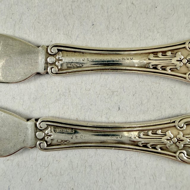 Silver Antique J.E.Caldwell Kings Pattern Sterling Silver Spreaders, Set of Two For Sale - Image 8 of 9