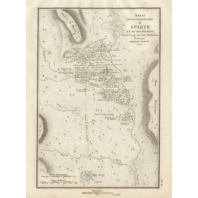 Antique Map of Ancient Sparta and Its Surroundings from Tardieu, 1825 For Sale - Image 11 of 11