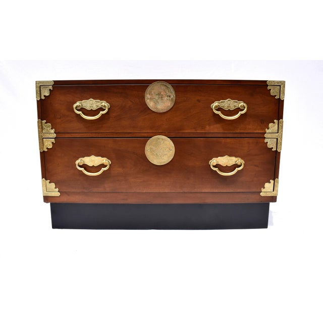 1970s Henredon Chinoiserie Tansu Campaign Commodes in Mahogany & Brass For Sale - Image 9 of 12