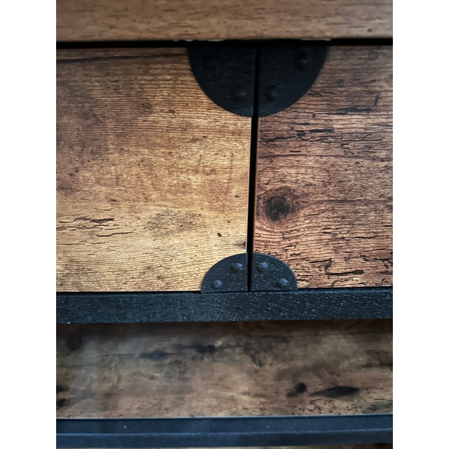 Industrial Black Iron and Reclaimed Wood Console For Sale - Image 10 of 11