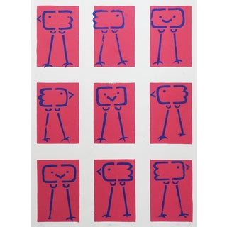 Mid 20th Century Abstract Birds Serigraph For Sale