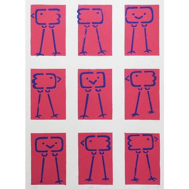 Mid 20th Century Abstract Birds Serigraph For Sale