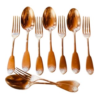 1884 French Pattern Rogers American Silverplate Flatware Set - 9 pcs For Sale