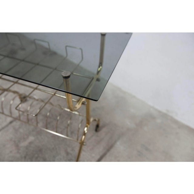 Vinyl Furniture Trolley with Wheels and Smoked Glass, 1970 For Sale - Image 6 of 11