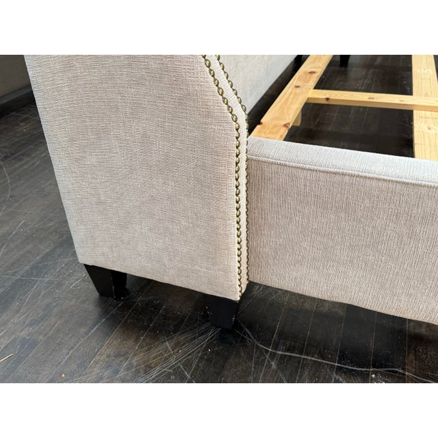 California King Size Restoration Hardware Tufted Wingback Bed Frame For Sale - Image 11 of 12