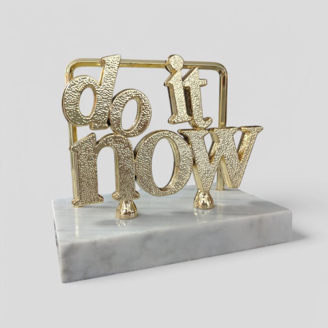 Vintage Do It Now Marble and Brass Mail Paper Holder Desk Accessory For Sale In Charlotte - Image 6 of 6