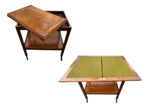 Edwardian Era Quarter Sawn Oak Convertible Bar Cart & Game Table, 1910s-1920s