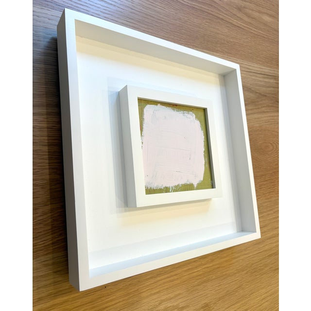Sarah Trundle Sarah Trundle, Contemporary Framed Abstract Painting, "Pink on Green" For Sale - Image 4 of 4