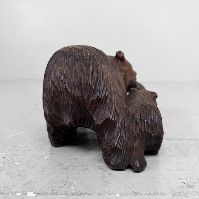 Wood Japanese Kibori Kuma Carved Wooden Bear, 1950 For Sale - Image 7 of 11
