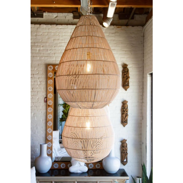 Contemporary Luminous Metal Frame Tiered Laced Pendant Lantern For Sale - Image 3 of 15