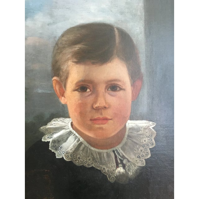 Large Antique 19th Century Oil Portrait of a Child For Sale - Image 4 of 9