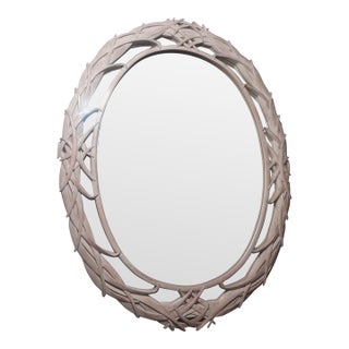 Carolina Mirror Co Vintage Serge Roche Style Regency Palm Leaf Mirror For Sale