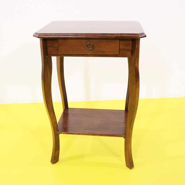 Wooden Side Table with Central Drawer and Lower Shelf For Sale - Image 9 of 9