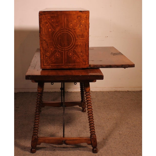 16th Century Renaissance Bargueno in Walnut and Fruitwood Marquetry For Sale - Image 10 of 15