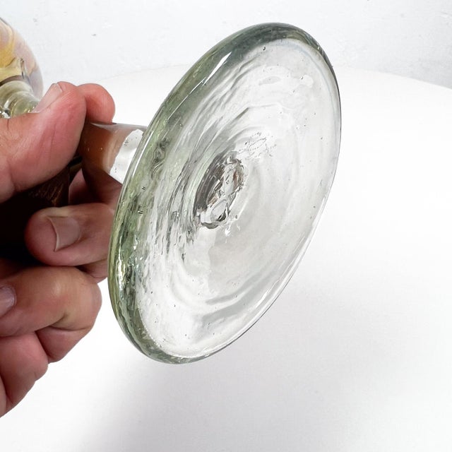 Early 21st Century Aaron Slater Studio Design Art Glass Sculptural Stem Wine Goblet For Sale - Image 5 of 9