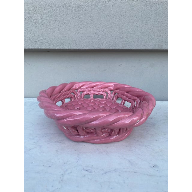 Vallauris Large Pink French Bowl or Basket Vallauris Circa 1950 For Sale - Image 4 of 6