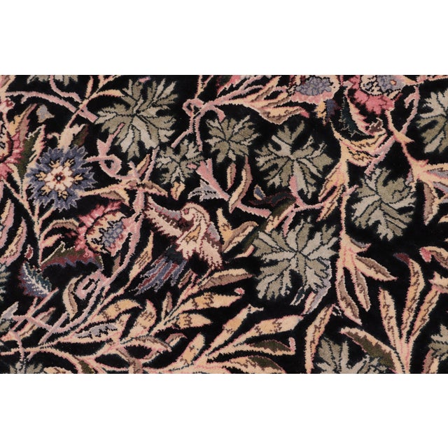 Shabby Chic Shabby Chic Pak-Persian Black/Green Wool Round Rug - 8'1'' X 8'6'' For Sale - Image 3 of 9