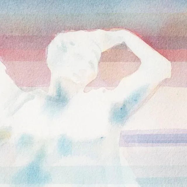 Signed lower right and dated 1982. An elegant figural watercolor showing a view of figures in classical greek dress...