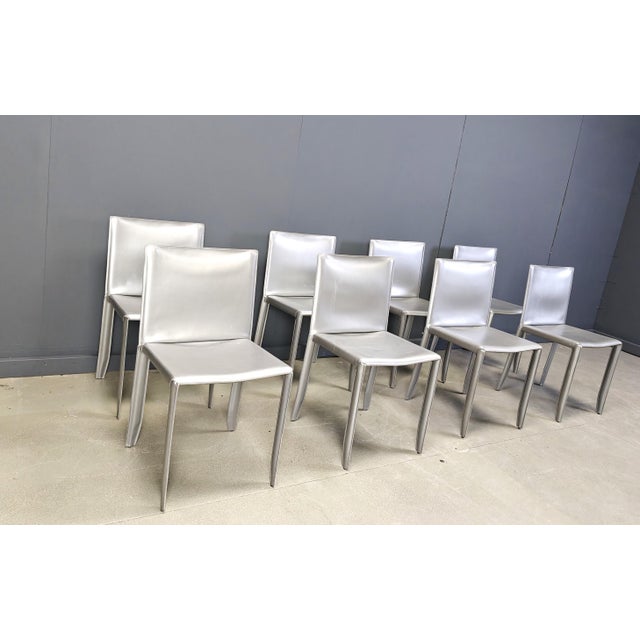 Grey Leather Dining Chairs from Cattelan, Italy, 1980s, Set of 8 For Sale - Image 14 of 14