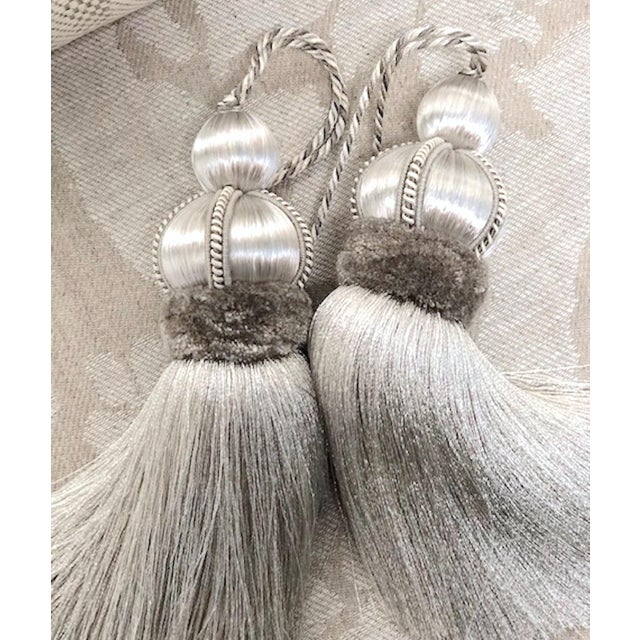 Silver Key Tassels With Cut Ruche - a Pair For Sale - Image 10 of 12