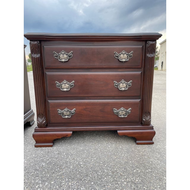 Bernhardt pair of nightstands made in the Usa. H 31 in , W 34.5 in , D 19 in Please remember all furniture we are selling...