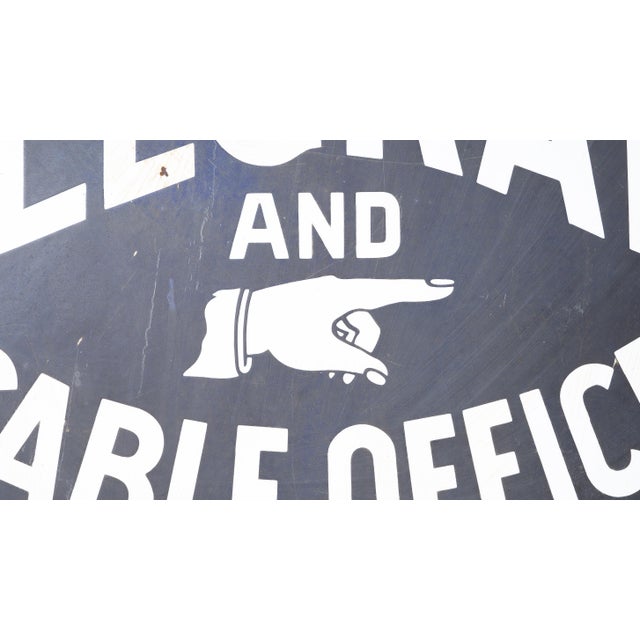 Metal Early 20th Century Original Double Sided Porcelain Western Union Telegraph Sign For Sale - Image 7 of 9